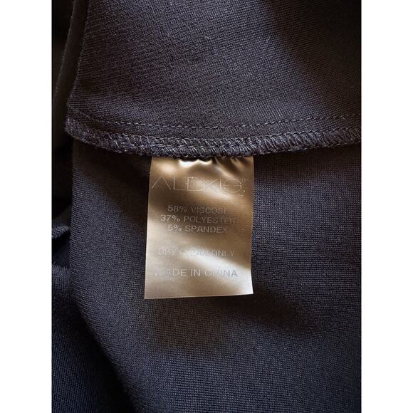 Alexis Classic Black Mock Neck Bell Sleeve Zip Back Stretch Top Shirt Small - Picture 6 of 6